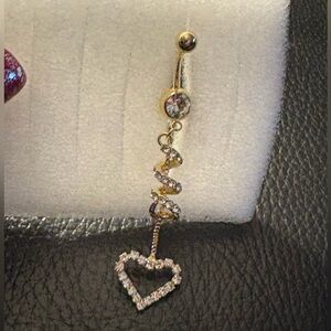 Belly Ring- Cooper Gold Tone Navel Ring, Sparkling Cubic Zirconia, Heart Shaped